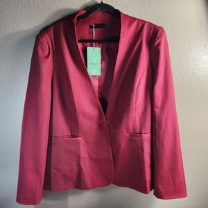 Lamgool Womens |2XL| Cranberry Red One Button Blazer
